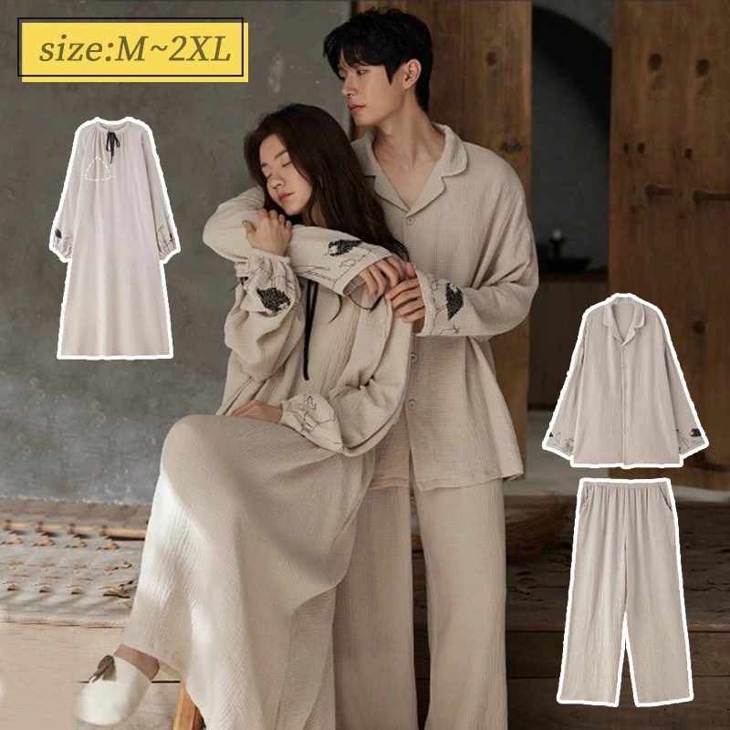 ペア パジャマ ペアパジャマ 春秋 100%綿 上下 セット セットアップ メンズ レディース ブラパッドあり カップルパジャマ ペア おしゃれ 部屋着 長袖 寝間着 寝巻き 結婚祝い ギフト プレゼ