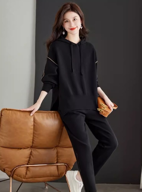 レディース トップス パンツ ボトムス スウェット セットアップ アンクル丈 長袖 ドロップショルダー フード テーパード サイドスリット 伸縮性 切り替えデザイン 大人可愛い シンプル カジュアル