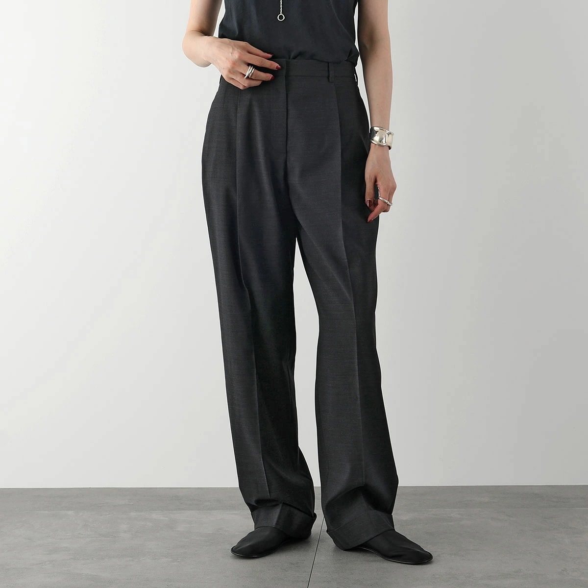 THE ROW ザ・ロウ スラックスパンツ Tor Pant 7936 W2973 レディース セットアップ可能 バージンウール＆シルク ワイドパンツ DGM