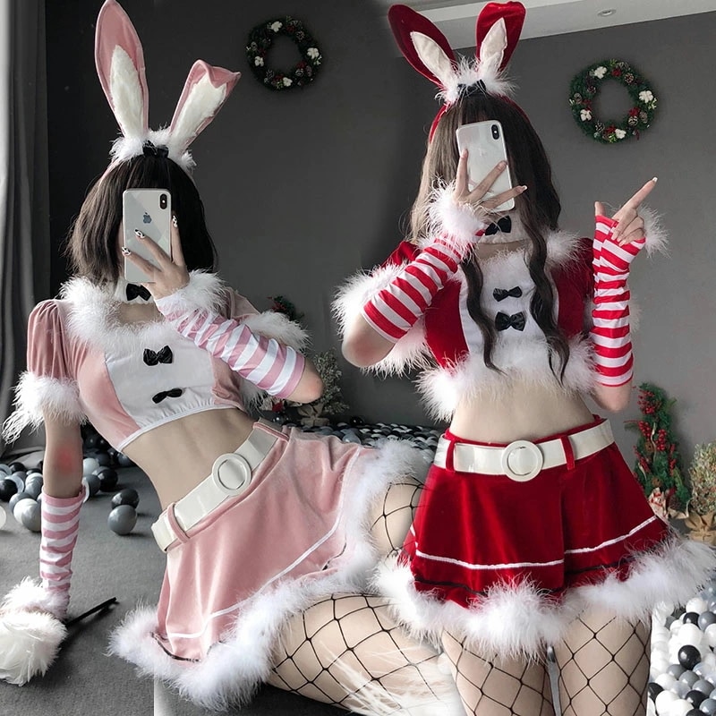 サンタ コスプレ セクシー 兎 兎耳 うさぎ ウサギ カチューシャ クリスマス コスプレ サンタコス 大人 コスチューム レディース 可愛い サンタクロース クリスマスコスチューム パーティー ミニス