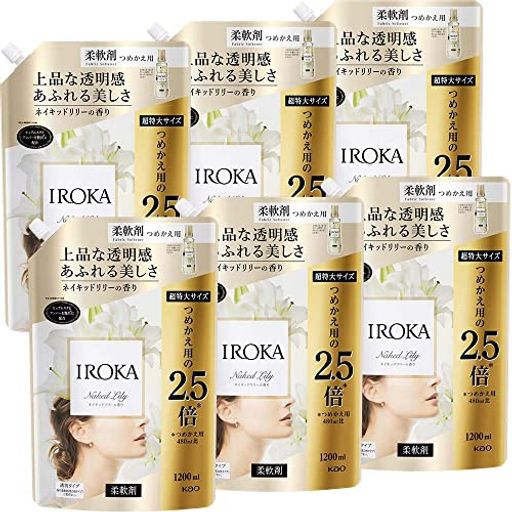 [ケース販売] IROKA 柔軟剤 香水のように上質で透明感あふれる香り ネイキッドリリーの香り 1200ML×6個 大容量
