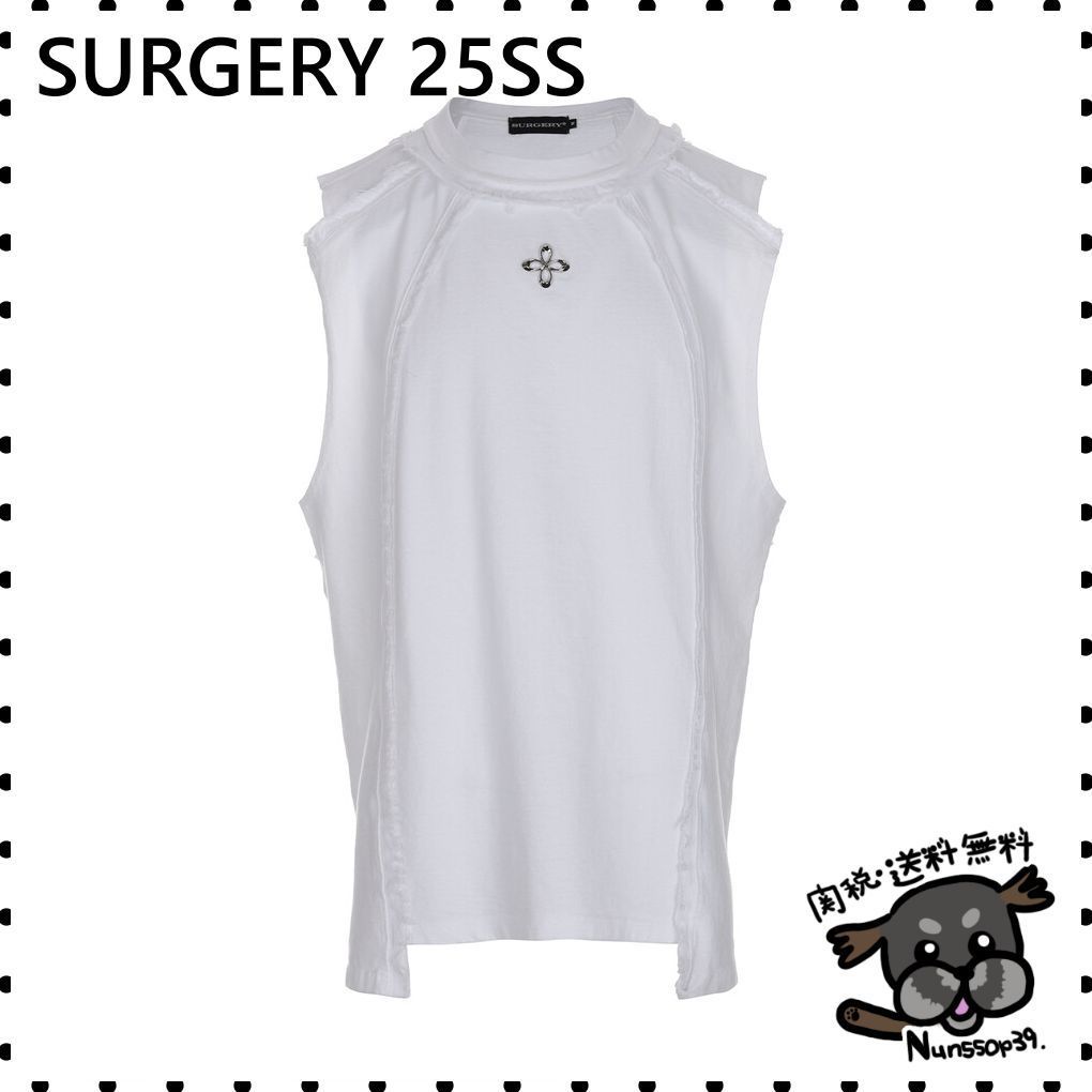 【SURGERY】dekki clover logo sleeveless white