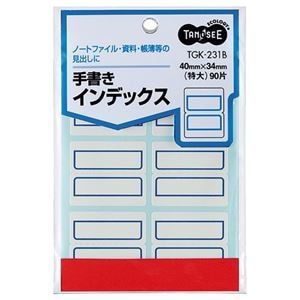 （まとめ） TANOSEE 手書きインデックス 特大 4034mm 青枠 1パック（90片：6片15シート） 50セット紙類