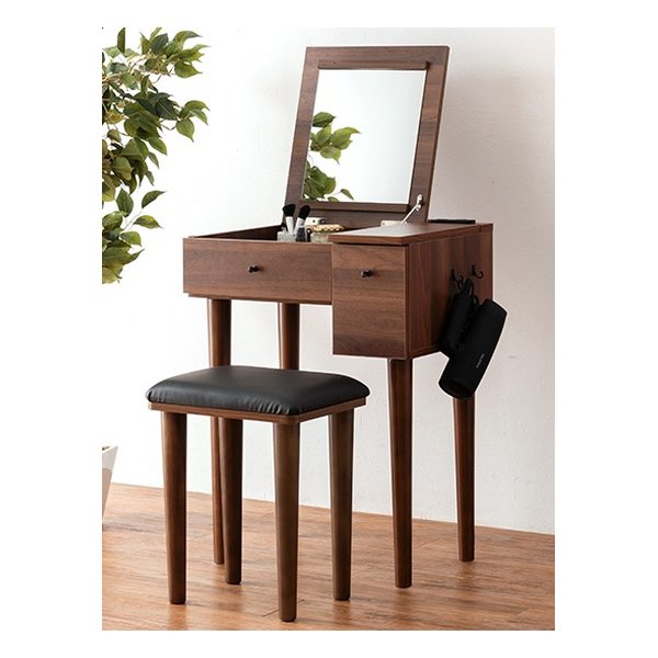 ドレッサー 約 幅53×奥行40×高さ104106.5/68.5cm ダークブラウン MD-6587DBR