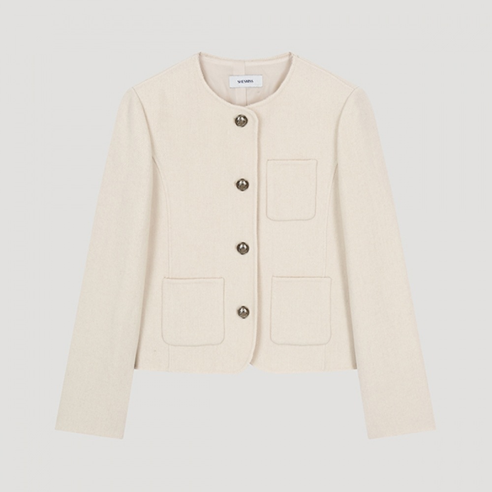 (シーズミス) ウールブレンドラウンドネックジャケット_SWHJKO42040_CR