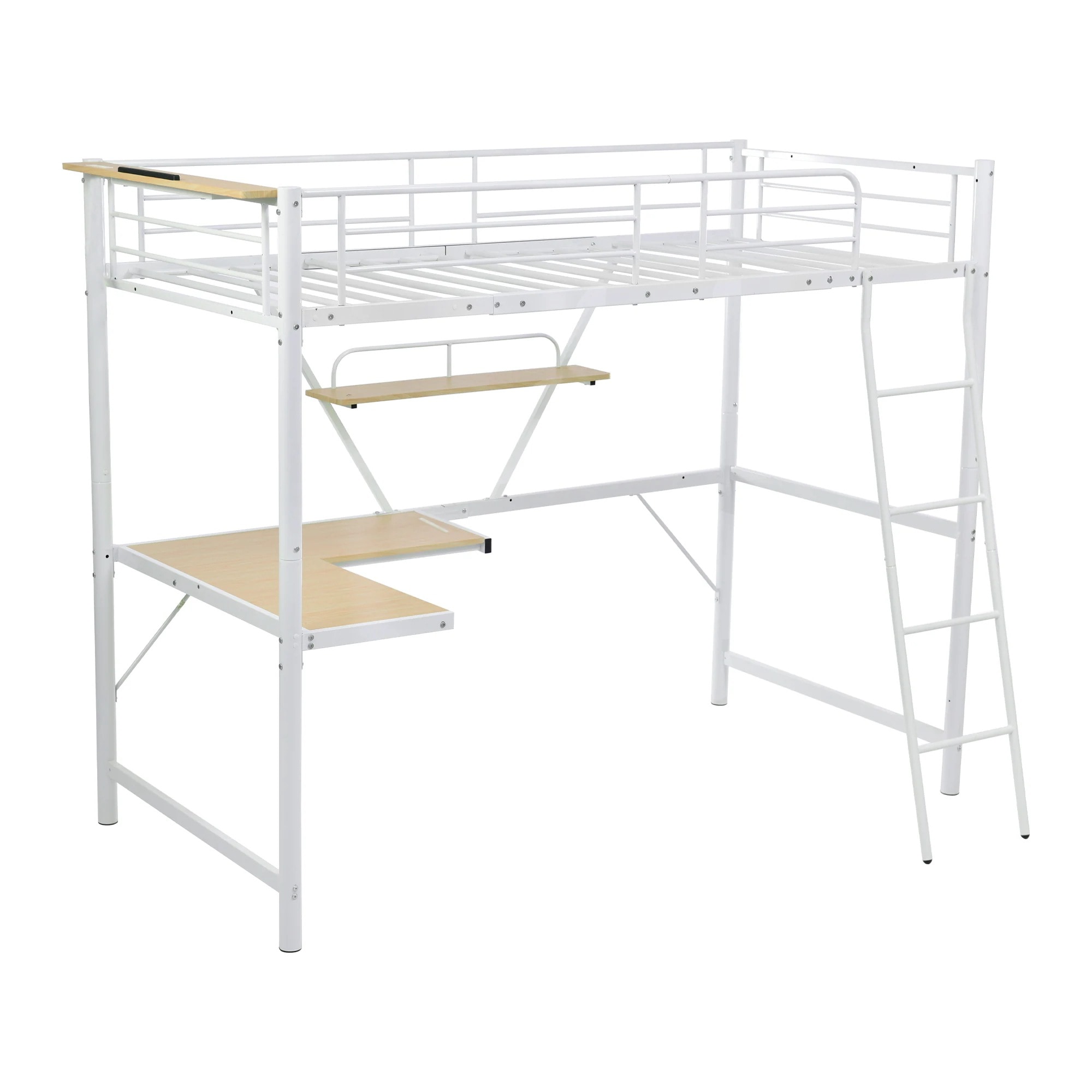 【国内発送&送·料·無·料】システムベット 宮棚　ロフトベッド シングル コンセント付き デスク付き 収納付き ラック棚付き 北欧風 二段ベッド 大人用　二段ベッド スチール 耐震【元WF301883