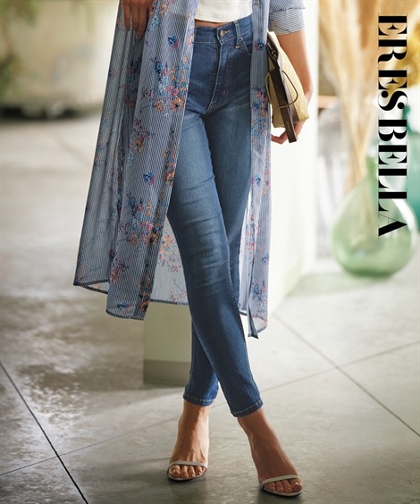 クロップドカプリパンツ ストレッチデニムスキニーパンツ ERES BELLA