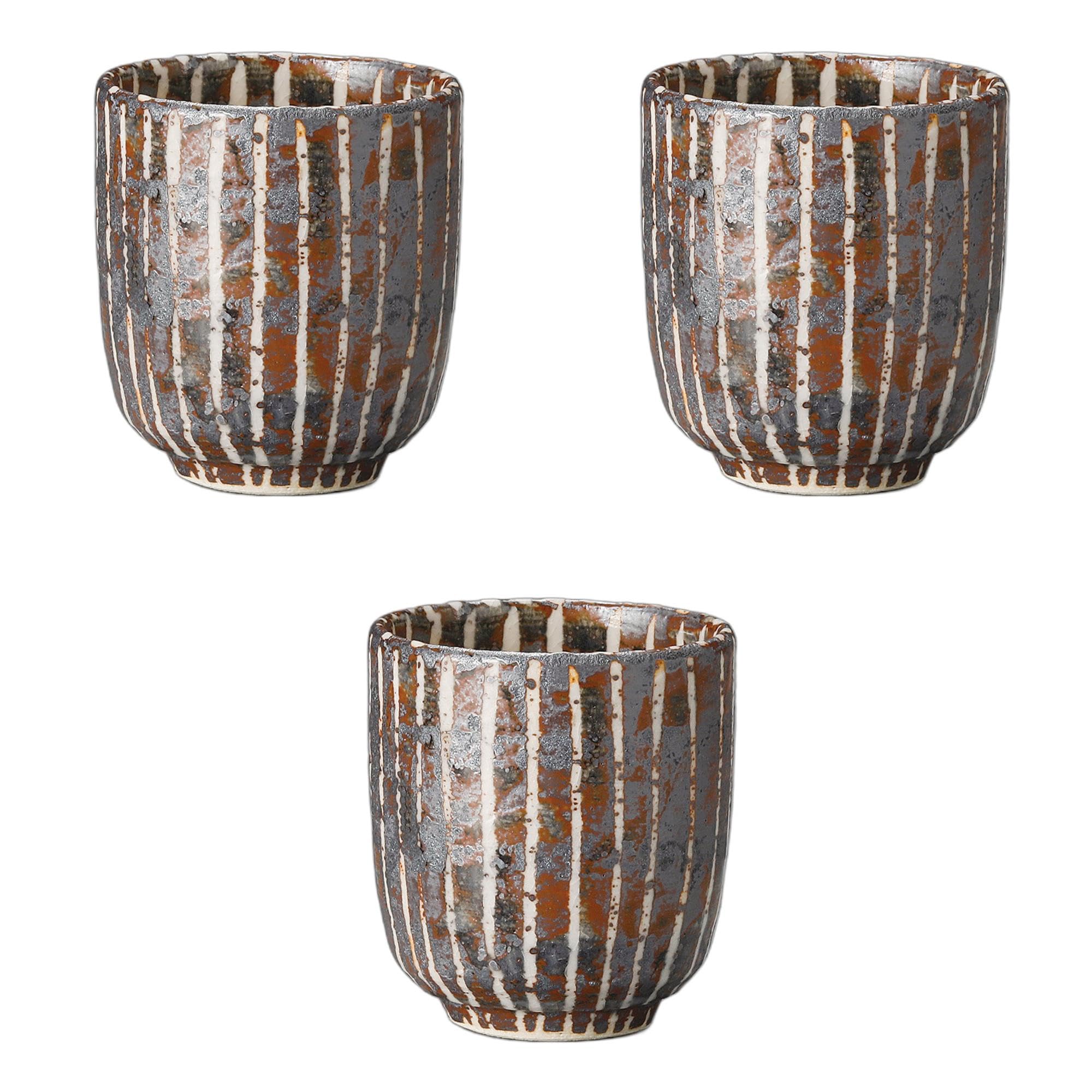 セトモノホンポ(Setomonohonpo) 3個セット ねずみ志野長湯呑 [ 8×9cm ] 湯呑陶磁器