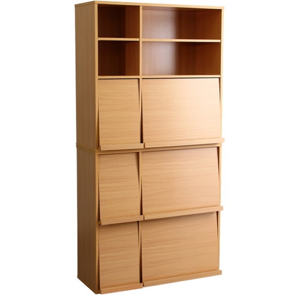 ホームテイスト GR-FR-2P 魅せて隠す収納!ディスプレイラック2個セット(本棚リビング収納) ナチュラル メーカー直送