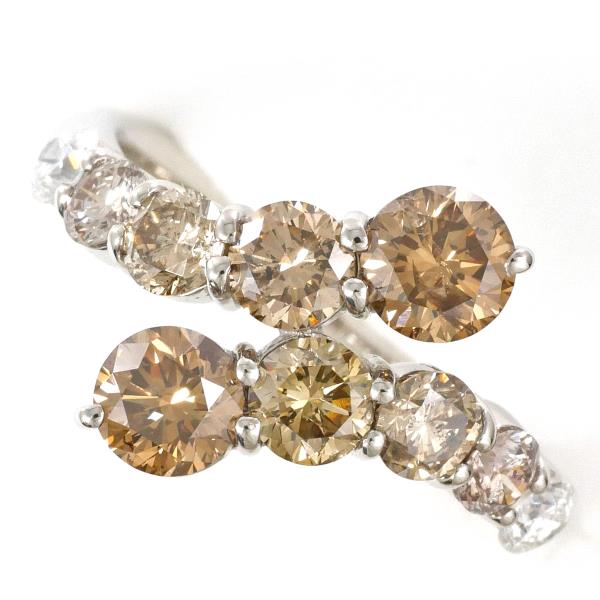 PT900 プラチナ リング 12.5号 ブラウンダイヤ 計2.00 SI～Iクラス 鑑別書 中古