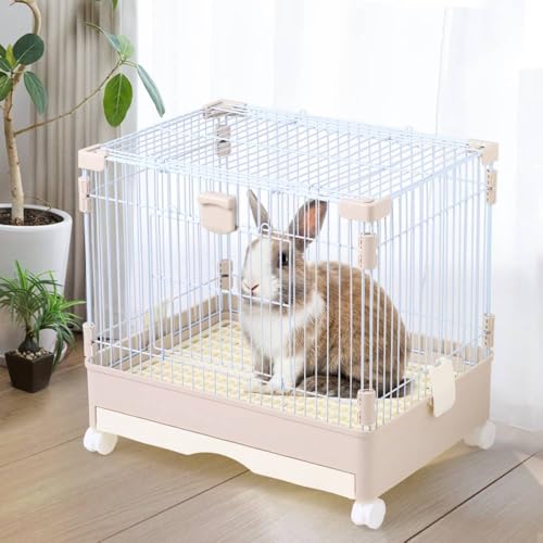 小動物 ケージ うさぎ デグー モルモット 持ち運び キャスター付き 【53×40×51cm】 ペットケージ 屋根付き 飼育ケース 大 小 犬 猫 ペット 小型犬 ゲージ サークル トレー付き フェレ