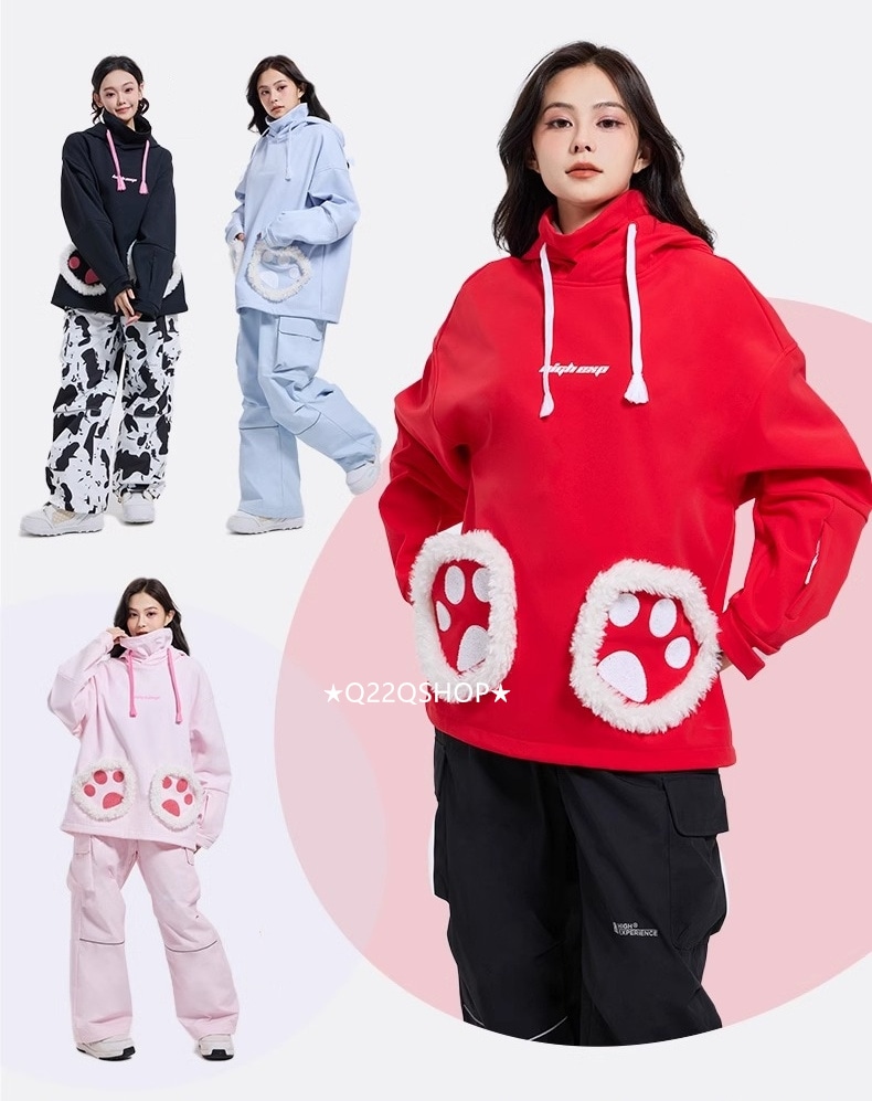 スノボウェア 2025 単品ジャケット メンズ レディース スウェット トレーナー パーカー ウサギ耳 ゆったり ウィンタースポーツ スノーボードウェア スキーウェア スノーウェア 防水防寒 韓国風