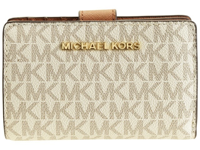 マイケルコース 二つ折り財布 レディース シグネチャー ホワイト ブラウン アウトレット MICHAEL KORS 35f8gtvf2b-vanilla