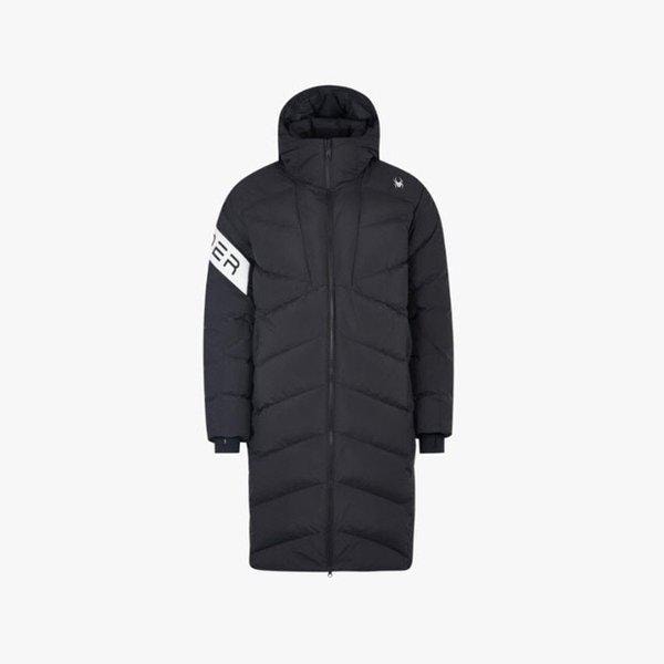 パディング PQF SPIWCNDJ211U-BLK スリーブ ロゴ ロング ダウン ジャケット