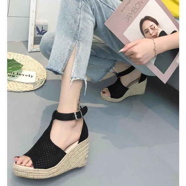 スエードウェッジサンダル 女性サンダル ヒールサンダル ハイヒール スリッパ (S6835420)