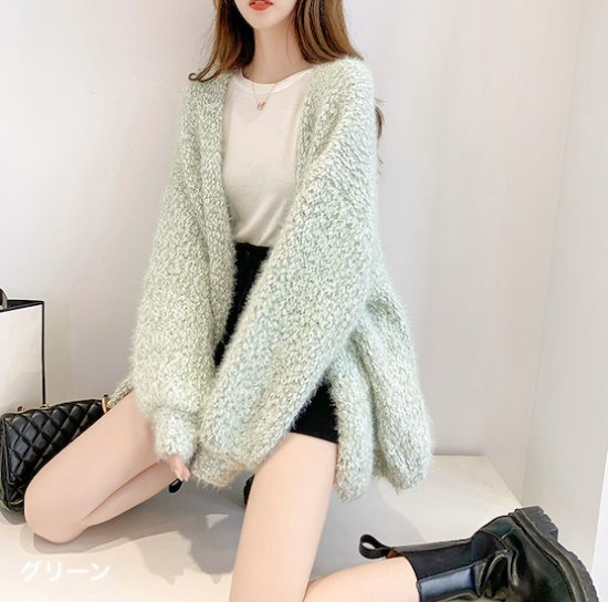 【取寄:納期2週間】ニットカーディガン 冬 レディース ミディアム ルーズ ニットジャケット ミドル丈 長袖 アウター ライトアウター ロングカーディガン オーバーサイズ ニットカーディガン 冬