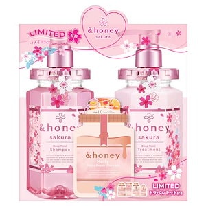 アンドハニー ディープモイスト/紅桜 サクラ 限定ペアセット [ シャンプー 440mL / トリートメント 445g / 4step トラベルキット ] ソメイヨシノハニーの香り 2024 Limi