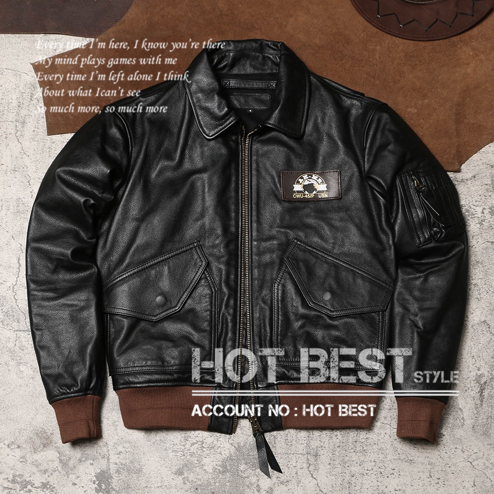 1.0mm カウハイド WWII CWU 45P ミリタリー US フライトジャケットMA-1 ギフト メンズ 革ジャン ウォッシュ加工 牛革