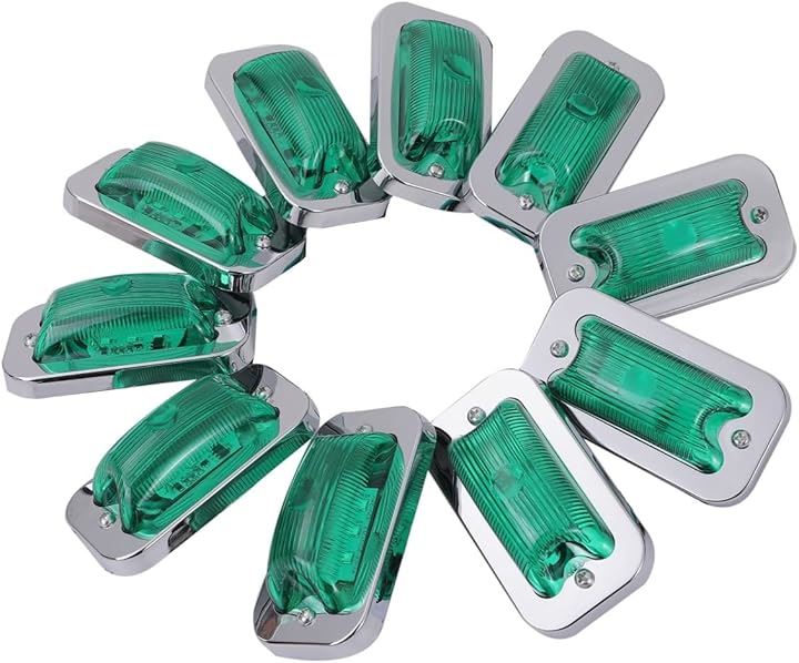 LED 24V 角型 サイド マーカー ランプ 10個セット 前開きタイプ ガラスレンズ ライト デコトラ トラック トレーラー バス ボート 軽トラ 汎用品(グリーン) 7,374円
