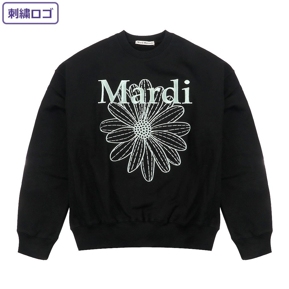 SWEATSHIRT FLOWERMARDI NEEDLEWORK BLACK MINT 長袖 レディース 韓国 ファッション アパレル 刺繍 ロゴ