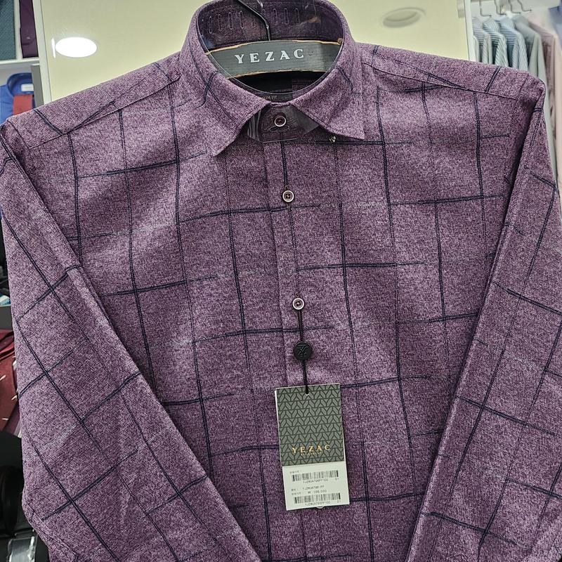 YJ2WUA796 マルチチェック ポリレーヨン 起毛 スナップボタン スリムフィット 長袖シャツ