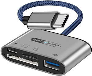 USB C SDカードリーダー4 in 1 タイプC PD 60W 急速充電アダプタ USB 3.0カメラアダプタ双方向高速データ転送SD/TFカードリーダー OTG変換アダプタ 対応MicroSD