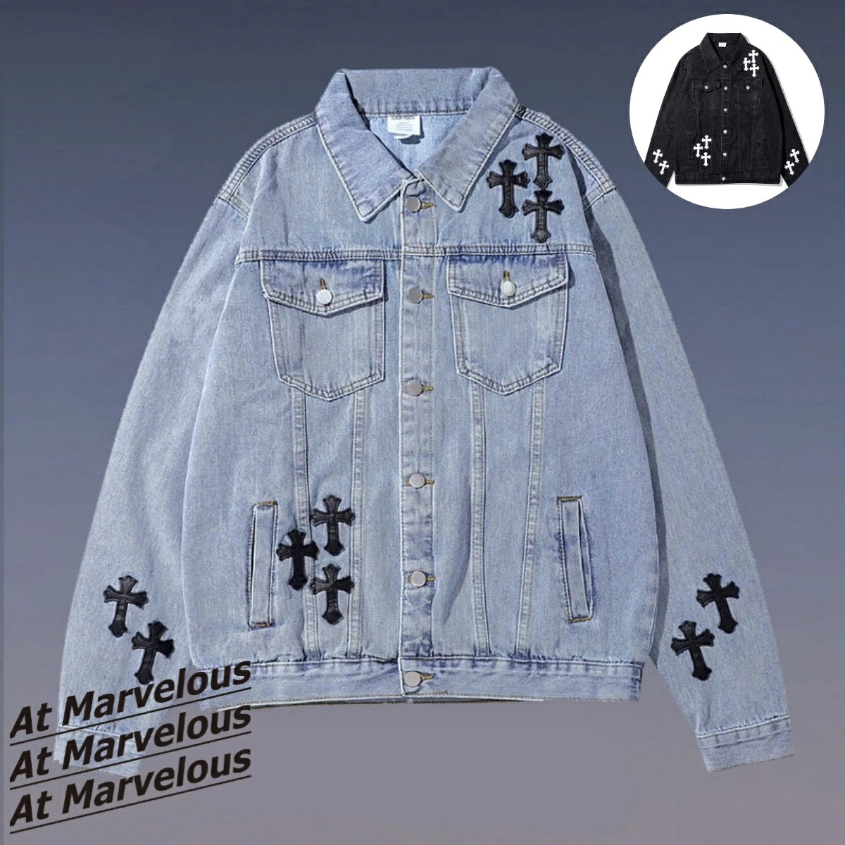 【2点購入で150OFF】[最安値保証*即納]Gジャン メンズ ストリート クロスモチーフ デニムジャケット アウター 秋 冬 春 ブラック 黒 デニム かっこいい おしゃれ ブリーチ デニム 秋冬