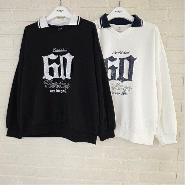襟配色Vネックスウェットシャツ14560-131-202-07/ジュニア EIC