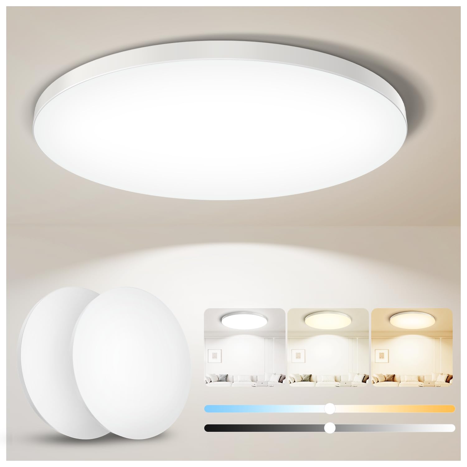 Coizabera LED シーリングライト 8畳 2個セット 32W 3990lm 調光調色 豆電球常夜灯 天井照明器具 おしゃれ 蛍光灯 リモコン付き スマホAPP操作 6畳 8畳 和室/洋室/寝