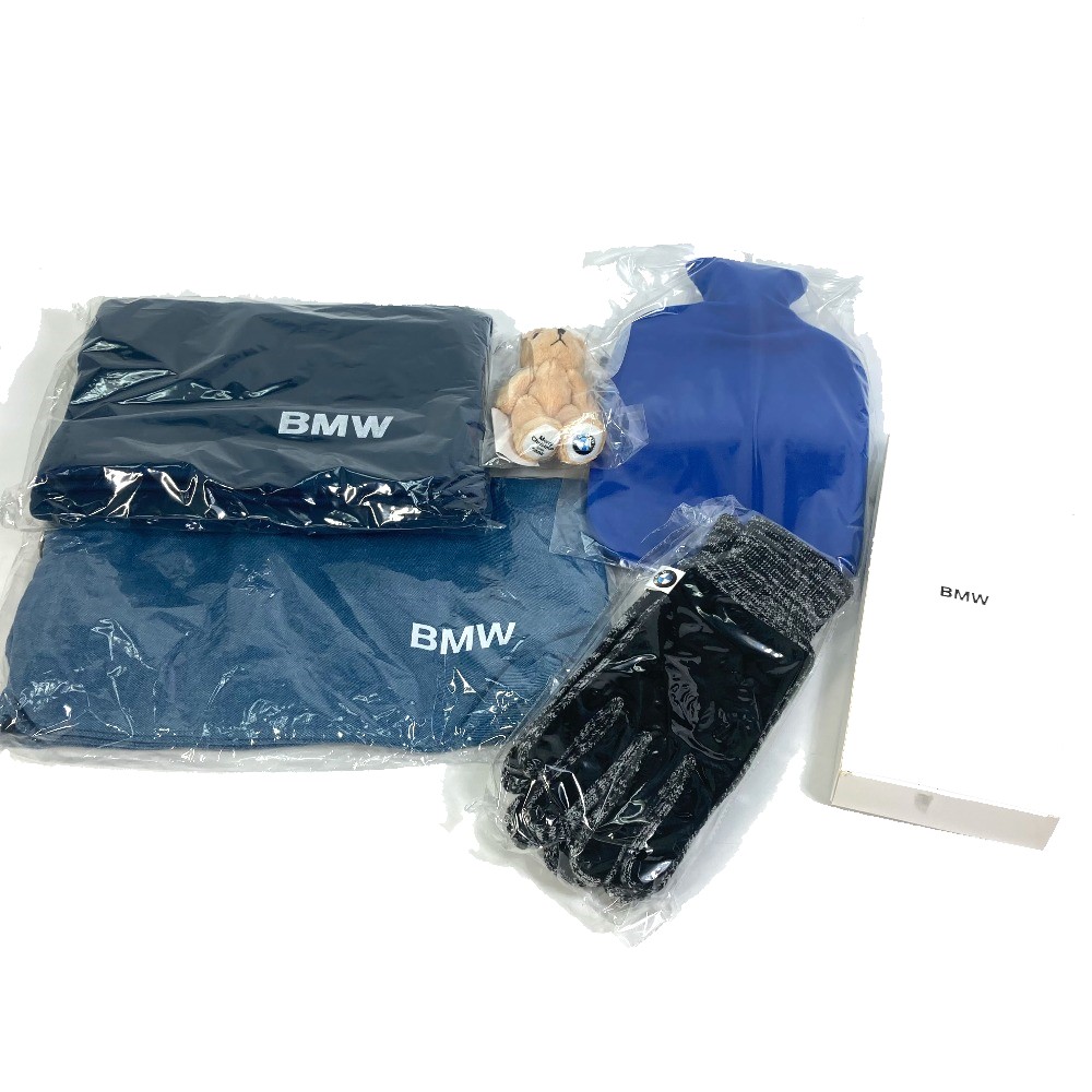 BMW ビーエムダブリュー グローブ ベルト バッグ ブランケット 湯たんぽ セット商品 カバン ノベルティ5点セット レザー ブラック