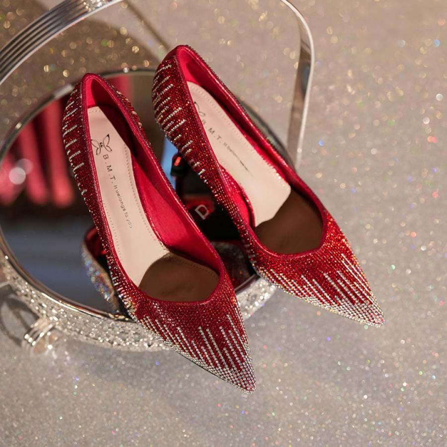 2025新品 数量限定 パンプス ピンヒール ドレス レディース 大きいサイズ ラインストーン 小さいサイズ グリッター キラキラ ウェディングシューズ ポインテッドトゥ パーティ 短納期