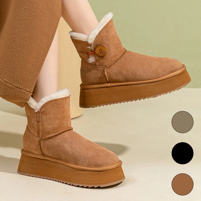 VMT44 韓国 ブーツ 牛革+ウール スノーブーツ ショートブーツ 長靴 ムートンブーツ 厚くて暖かい 本革 裏起毛 ブーツ レディース 冬のブーツ 靴 厚底ブーツ 冬 韓国ファッション シューズ