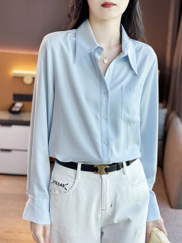 シャツ レディース ファッション ブラウス カジュアル ノー アイロン シルキー スムーズ 日焼け防止 レディース 長袖