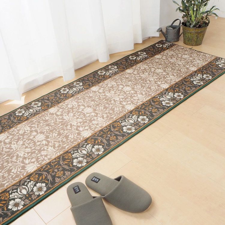 廊下敷き 洗える 80×2500cm おしゃれ エレガント ボタニカル