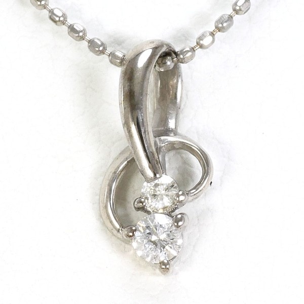 K14 14金 WG ホワイトゴールド ネックレス ダイヤ 約40cm ジュエリー 中古