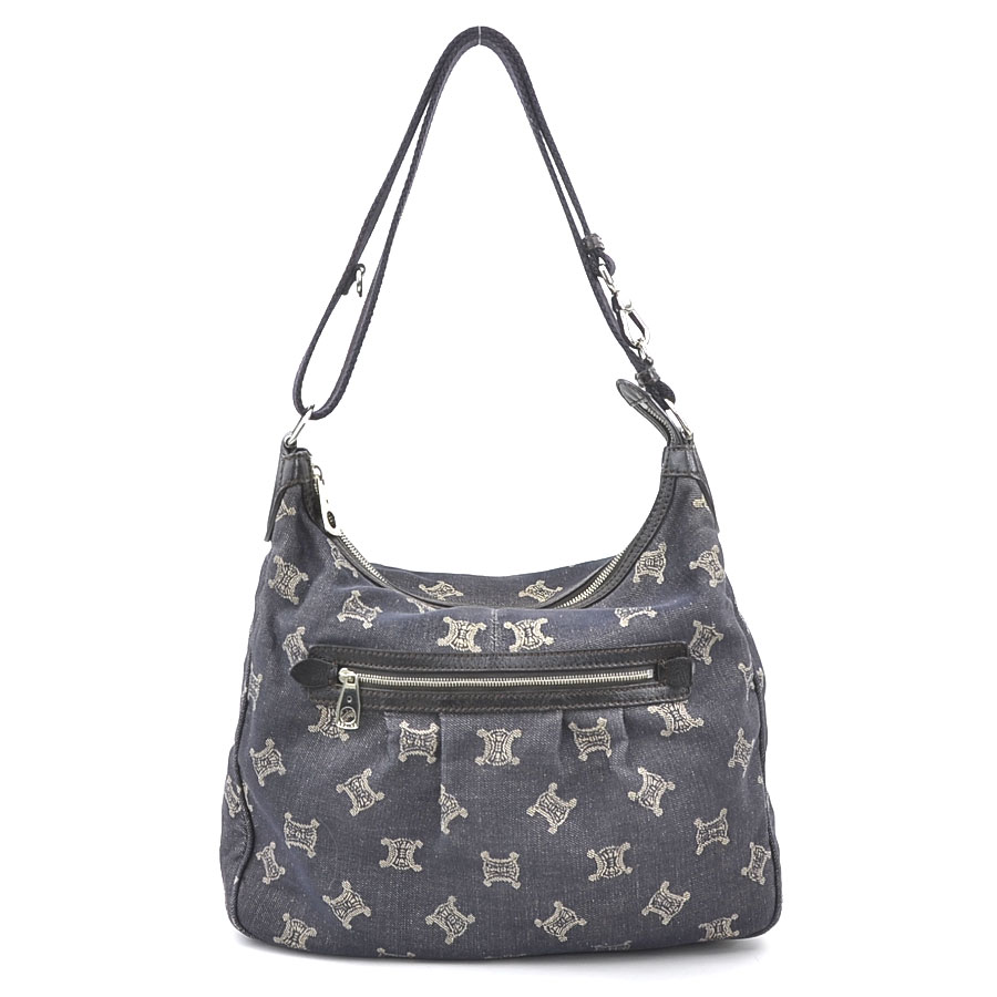 セリーヌ CELINE ショルダーバッグ デニム インディゴブルー シルバー レディース e60351g