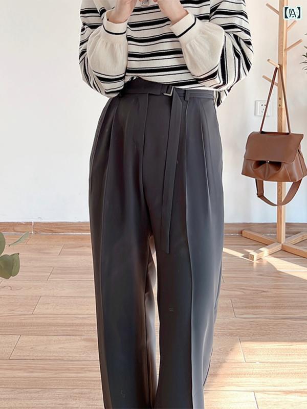 レディース　カジュアル　パンツ の ズボンを 披露 しましょう カジュアル ハイウエスト スーパー ドレープ 小柄な レディース ワイド レッグ パンツ 洋 ナシ型 スリム ヒップ カバーの 春と 夏