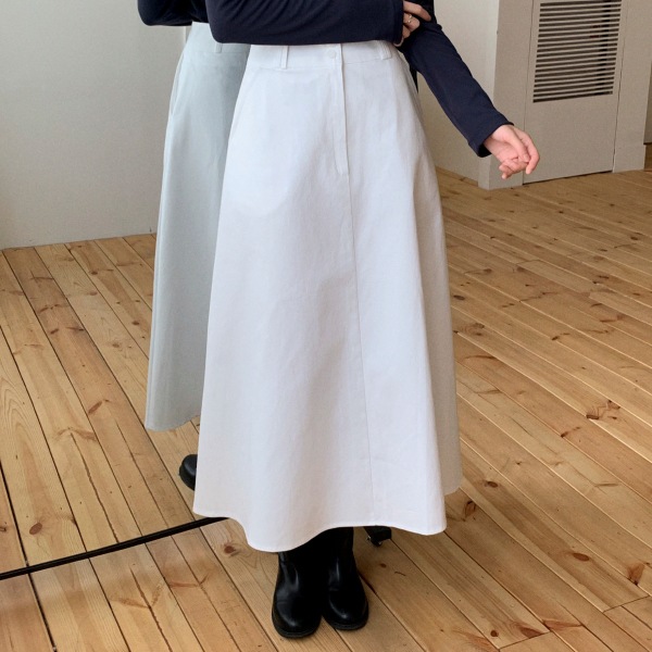 （下半身カバー力抜群／お呼ばれコーデ＆オフィスコーデにおすすめ）ツーボタンハイウエストフレアロングスカート sk7516