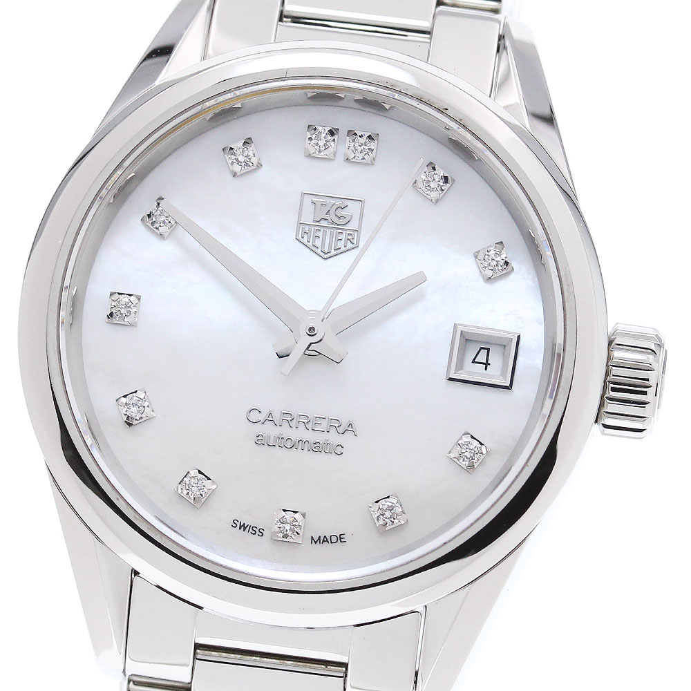 タグホイヤー TAG HEUER WAR2414.BA0770 カレラ キャリバー9 12Pダイヤ 自動巻き レディース 美品 箱・保証書付き_848948【中古】