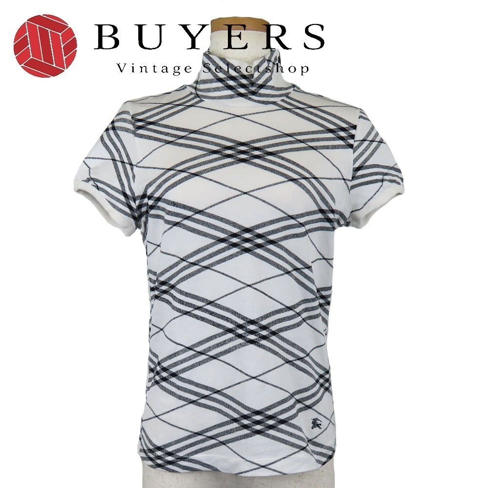 中古 半袖Ｔシャツ 2 コットン ホワイト ブラック チェック モックネック レディース 女性