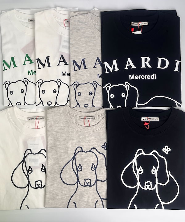 MardiMercredi 犬イラスト Tシャツ ショートパンツ セット MARDI Mercredi 犬イラスト Tシャツとショートパンツセット