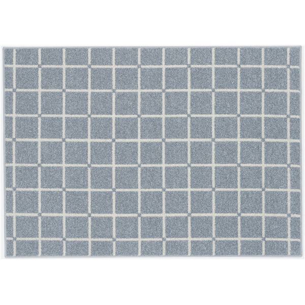 ラグ マット 絨毯 約幅130×長さ185cm ブルー チェック柄 洗える 日本製 防ダニ 滑り止め加工 床暖房可 スミノエ オセロ