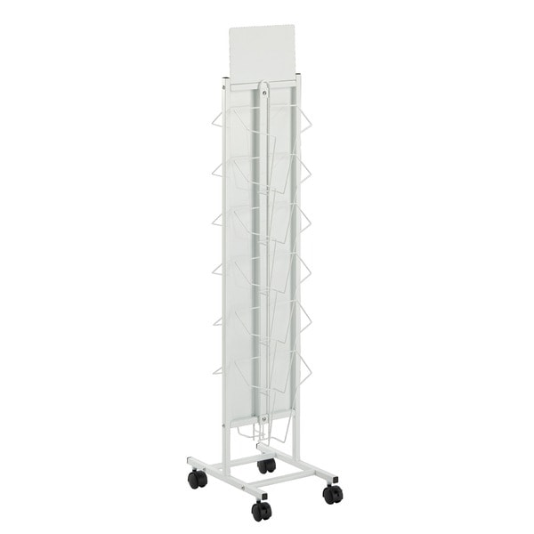両面 パンフレットスタンド A4 1列 6段 キャスター付き 両面使用 壁際設置 コンパクト テラモト 組立品