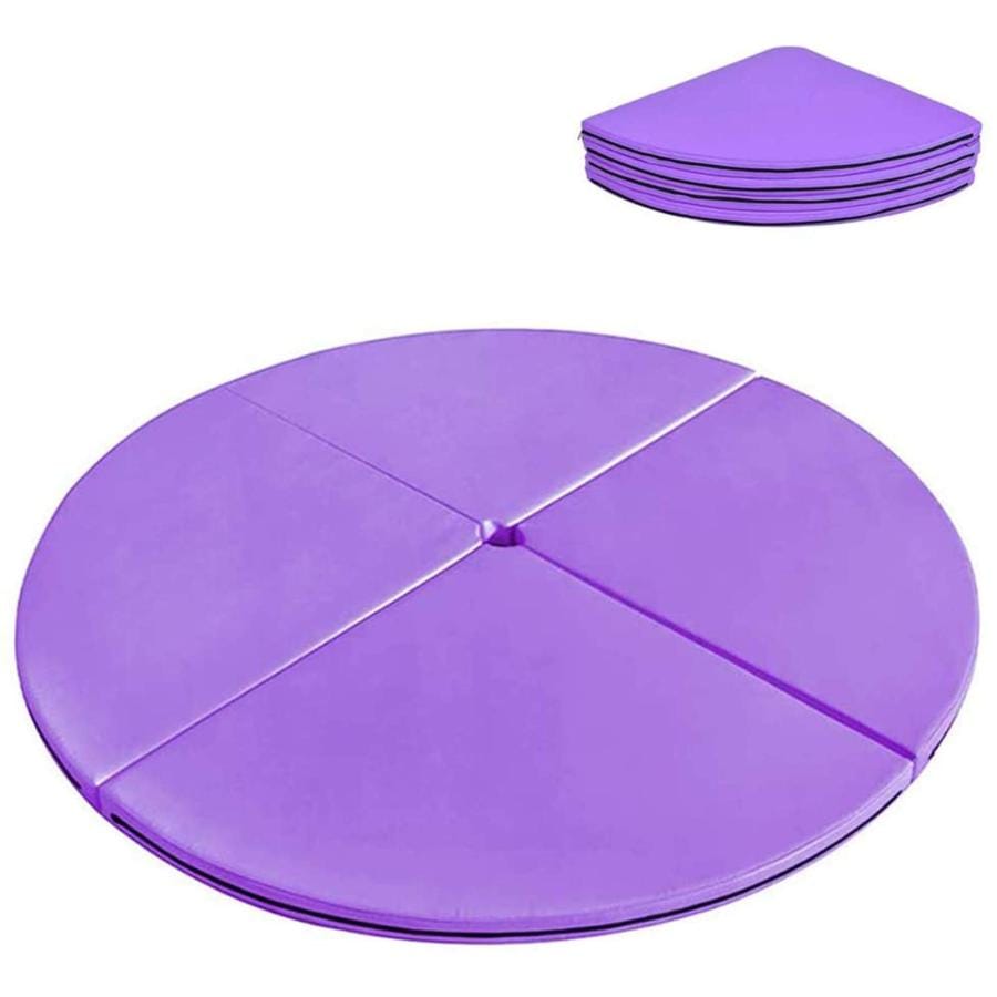 屋内ヨガ用の厚みのあるポールダンスマット体操用エクササイズマット4つ折りラウンドダンスマット 紫色 120cm