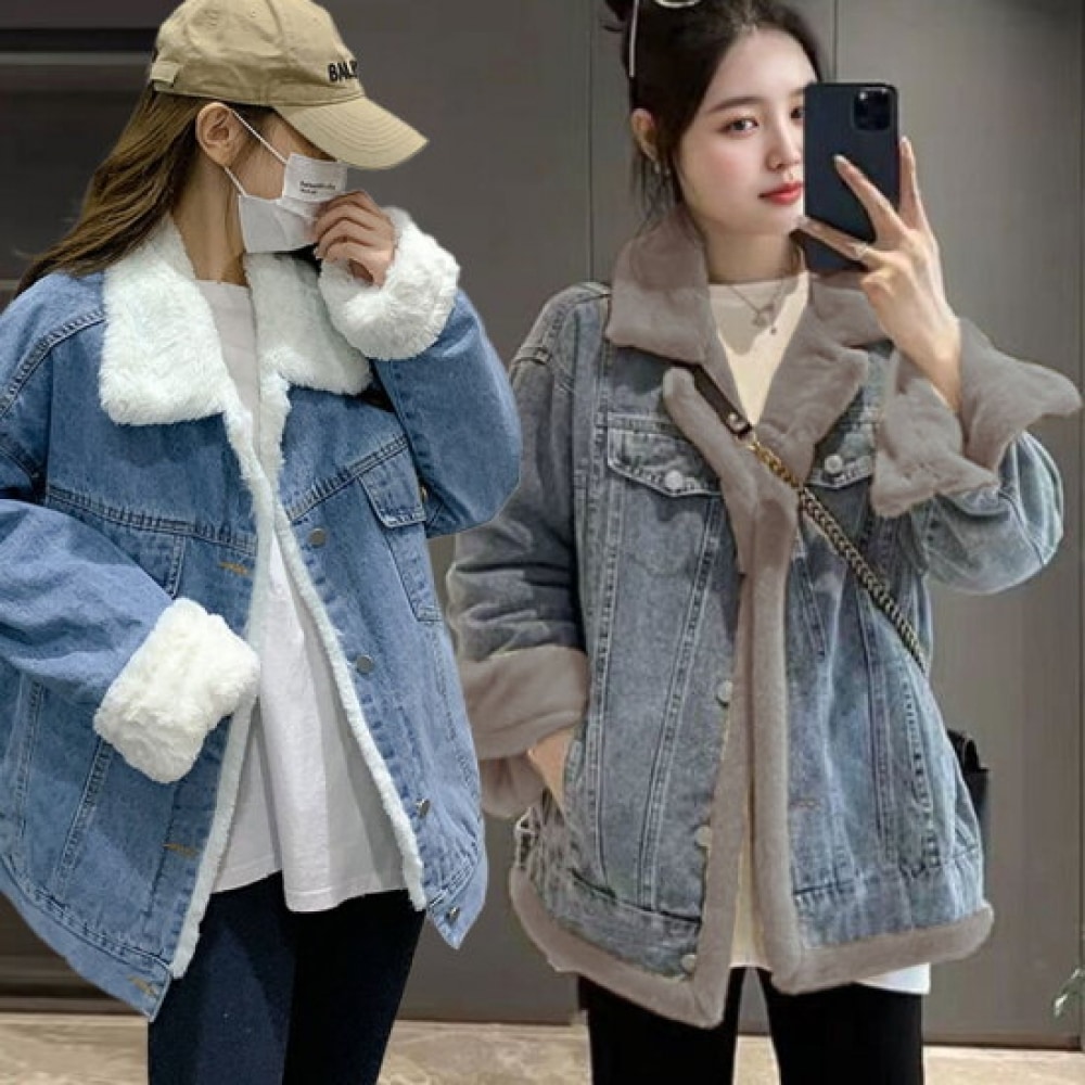 ショップアン レディース カラーネック 内張ファー デニム ジャケット WLD-WJP-SIS571