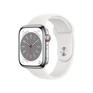 Apple Watch Series 8 GPS+Cellularモデル 45mm MNKE3J/A [シルバーステンレススチールケース/ホワイトスポーツバンド]