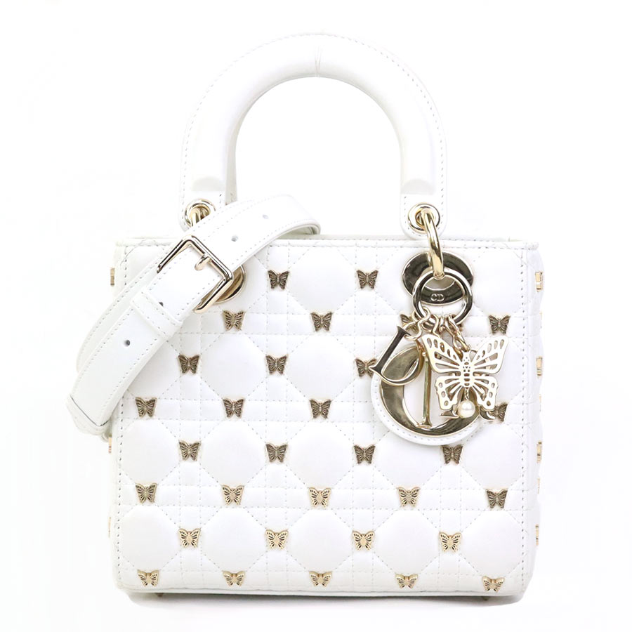 クリスチャンディオール Christian Dior ハンドバッグ ショルダーバッグ レディディオール レザー ホワイト ゴールド レディース 90149a