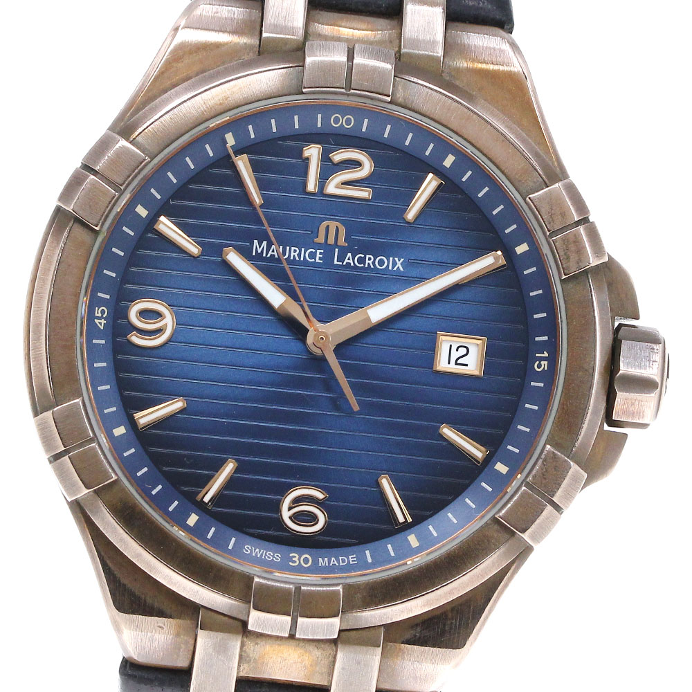 モーリスラクロア MAURICE LACROIX AI1028-BRZ01-420-1 アイコン ブロンズ 世界500本限定 デイト クォーツ メンズ _860062【中古】