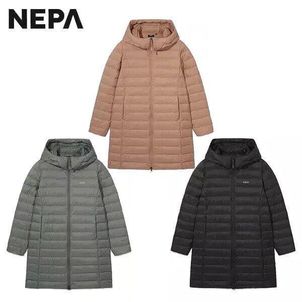 春秋用/冬用 女性 レタ ミドル丈 ロング 軽量 フード ダウン ジャケット - 7L82023_HDD
