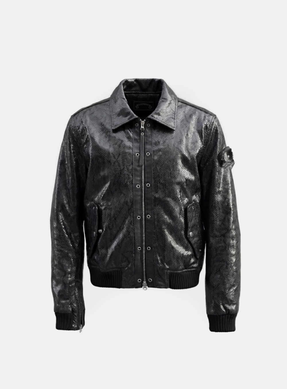 【BADBLOOD】 MONZA EYELET BOMBER JACKET : PYTHON LEATHER